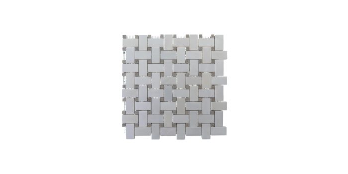 Basketweave White with Spain Gray Dot