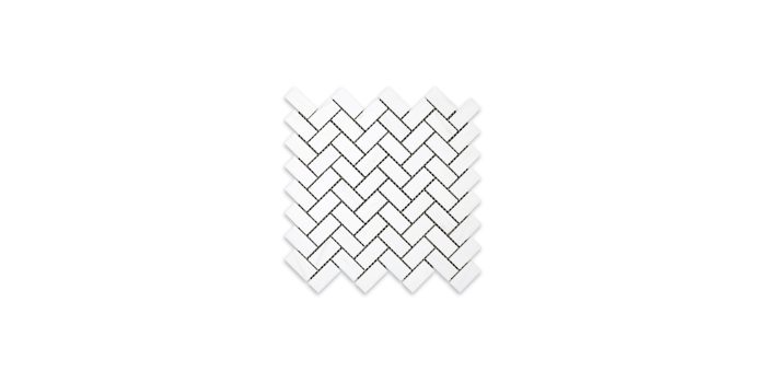 Bianco Dolomite Marble Herringbone 1″ X 2″