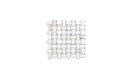 Calacatta Gold Marble Basketweave with Gold Dot