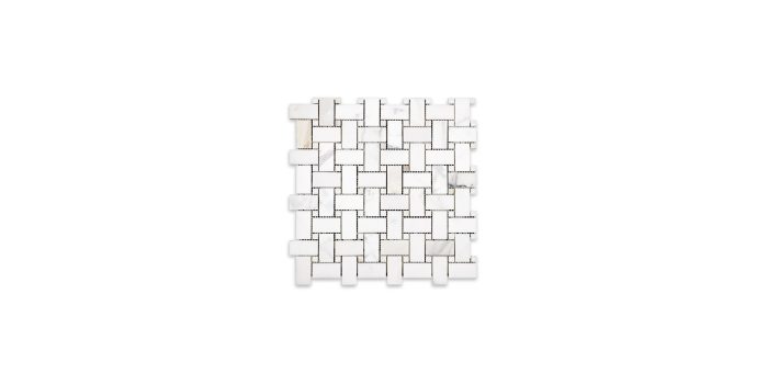 Calacatta Gold Marble Basketweave with Gold Dot