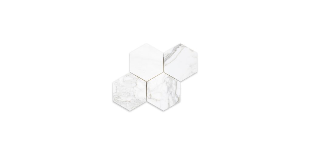 Calacatta Gold Marble Hexagon 6″ Mosaic Tile | Tez Marble