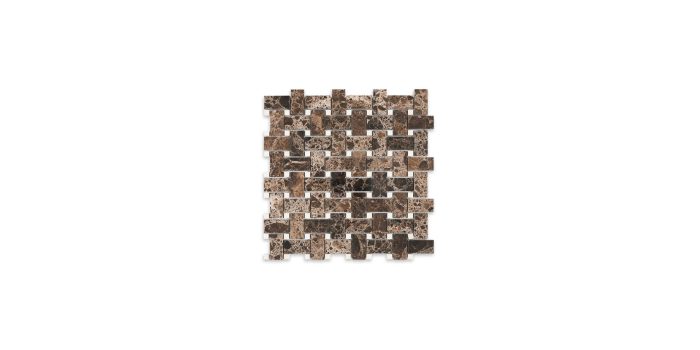 Emperador Dark Basketweave Crema Marfil Dot