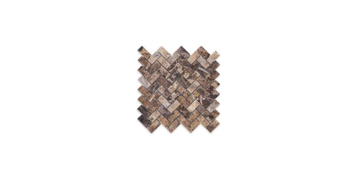 Emperador Dark Marble Herringbone 1″ X 2″