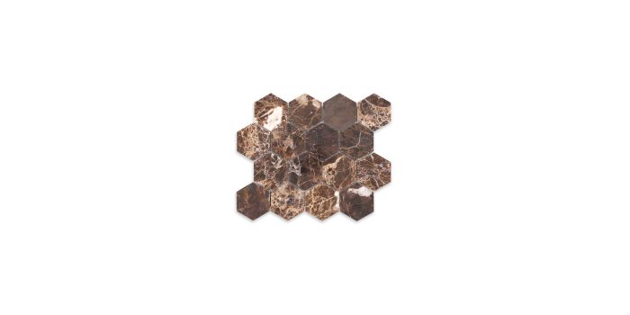 Emperador Dark Marble Hexagon 3″ Polished