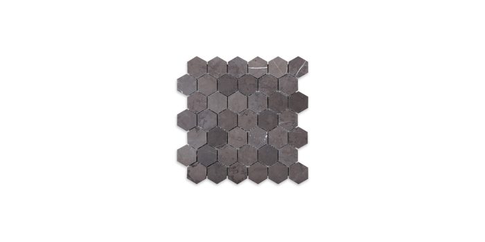 Graphite Marble Hexagon 2″