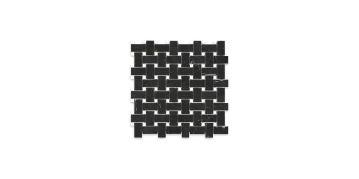 Negro Marquina Basketweave with White Dot