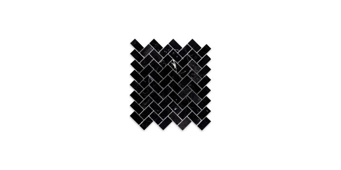 Negro Marquina Marble Herringbone 1″ X 2″