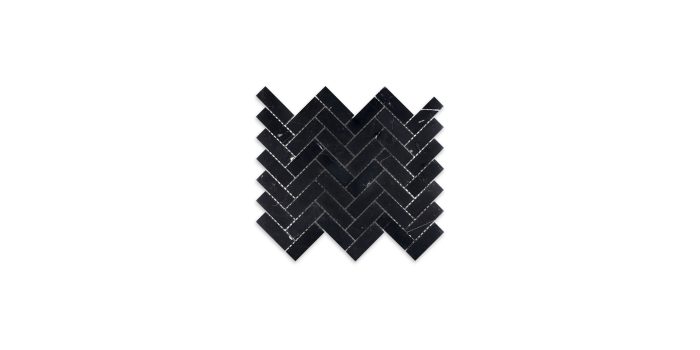 Negro Marquina Marble Herringbone 1″ X 3″