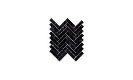 Negro Marquina Marble Herringbone 1″ X 4″