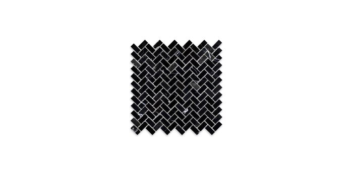 Negro Marquina Marble Herringbone 5/8″ X 1-1/4″