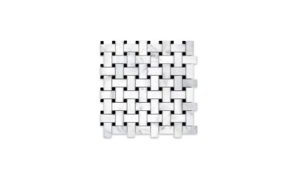 Oriental White Marble Basketweave with Black Dot