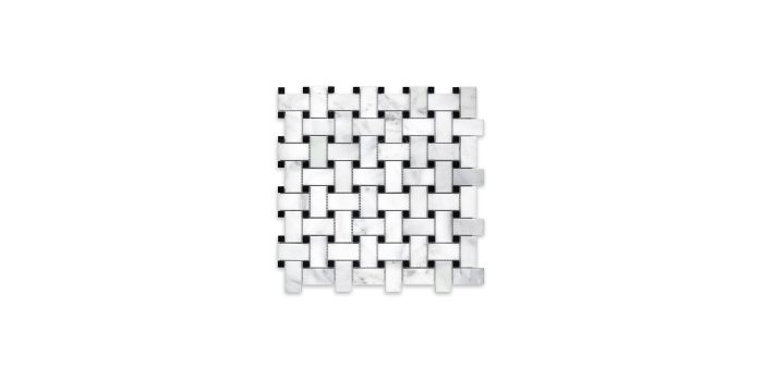 Oriental White Marble Basketweave with Black Dot