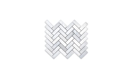 Oriental White Marble Herringbone 1″ X 3″