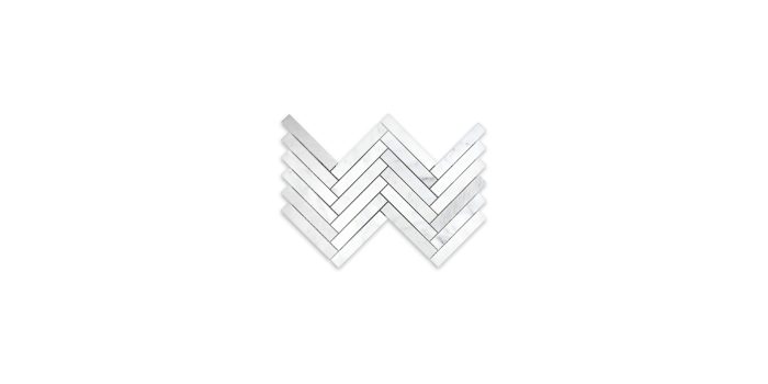 Oriental White Marble Herringbone 1″ X 6″