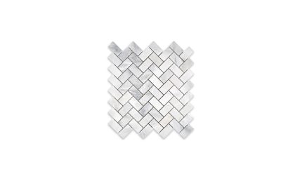 Oriental White Marble Herringbone 1″ x 2″