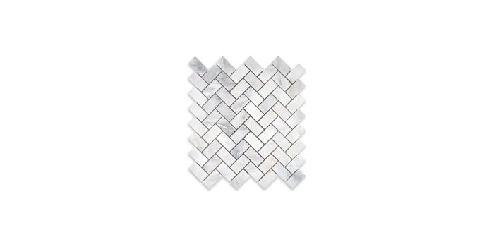 Oriental White Marble Herringbone 1″ x 2″