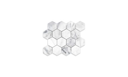 Oriental White Marble Hexagon 3″