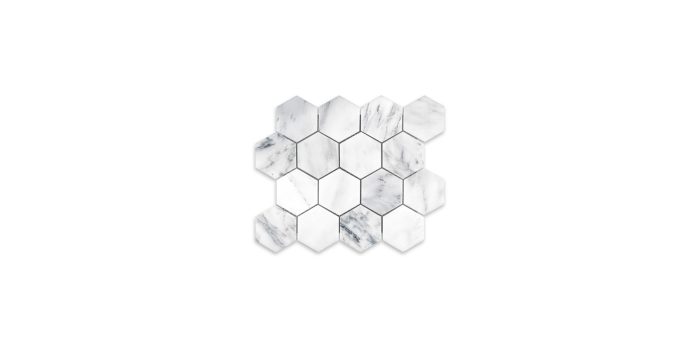 Oriental White Marble Hexagon 3″