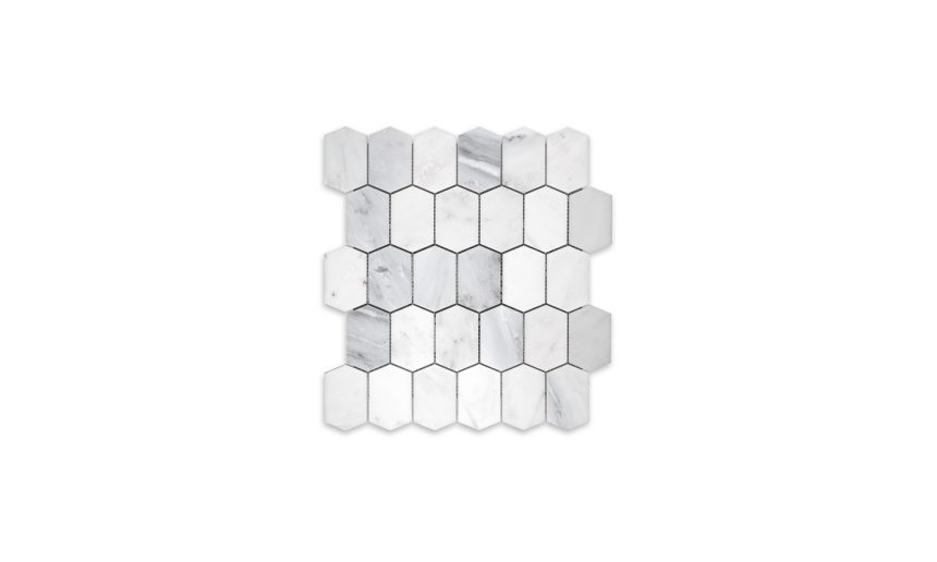Oriental White Marble Hexagon Vertical Mosaic Tile | Tez Marble
