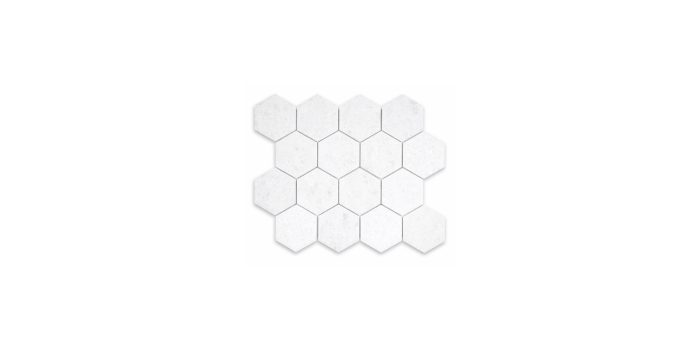 Polar White Marble Hexagon 3″