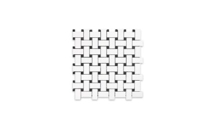 Thassos White Basketweave with Black Dot