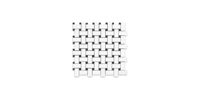 Thassos White Basketweave with Black Dot