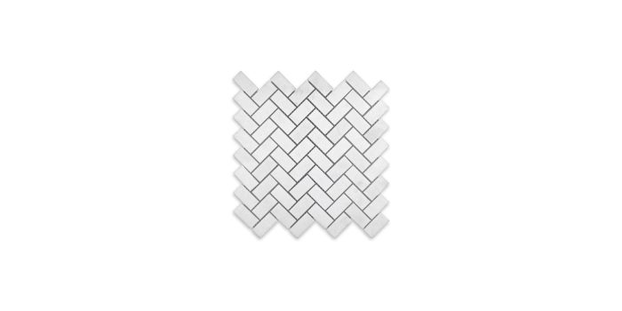 Thassos White Marble Herringbone 1″ X 2″