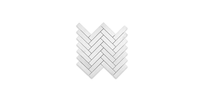 Thassos White Marble Herringbone 1″ X 4″