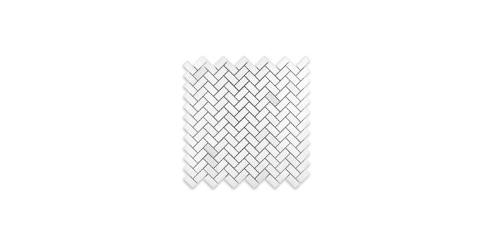 Thassos White Marble Herringbone 5/8″ X 1-1/4″