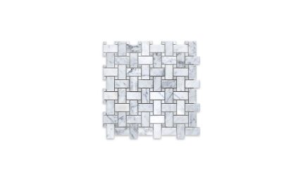 White Carrara Basketweave White Dot