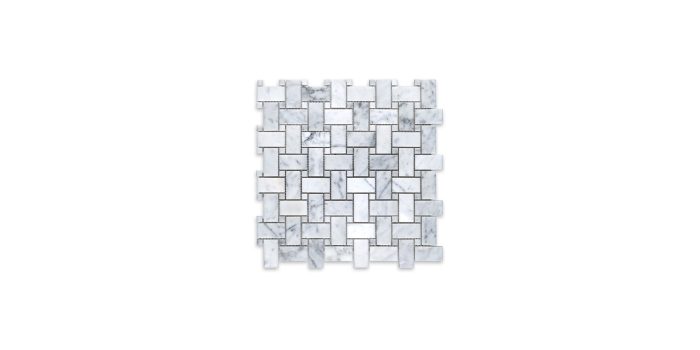 White Carrara Basketweave White Dot