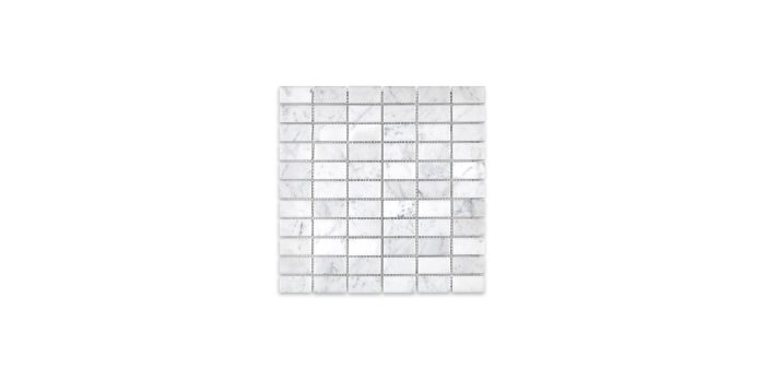 White Carrara Marble Brick 1″ X 2″ Stacked