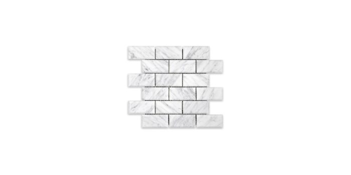 White Carrara Marble Brick 2″ X 4″ Beveled