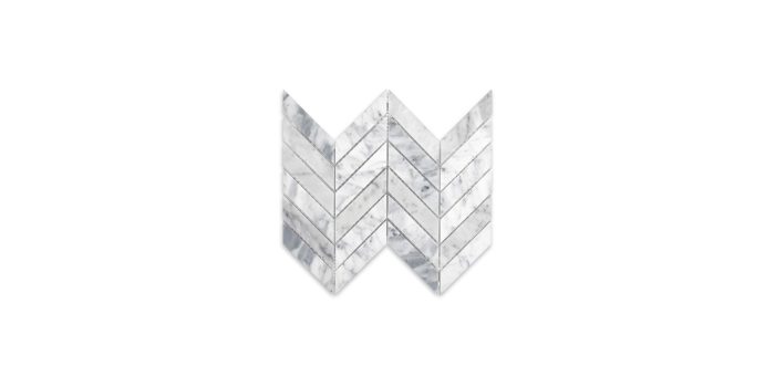 White Carrara Marble Chevron 1″ X 4″