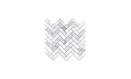 White Carrara Marble Herringbone 1″ X 3″