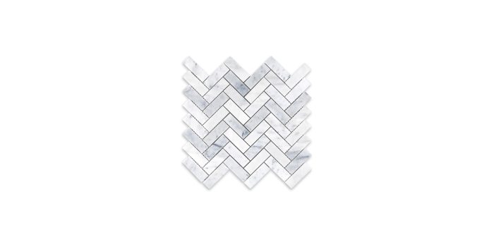 White Carrara Marble Herringbone 1″ X 3″