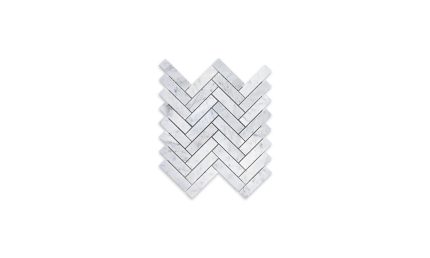 White Carrara Marble Herringbone 1″ X 4″