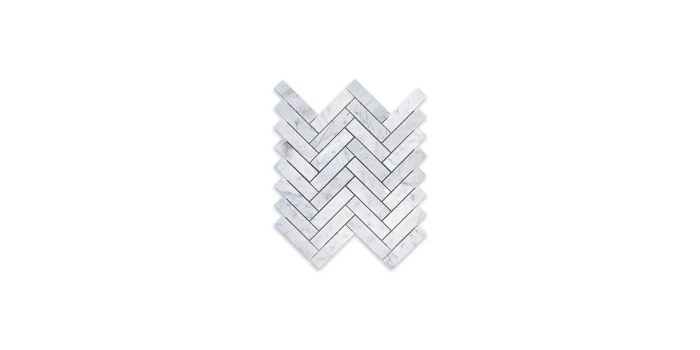 White Carrara Marble Herringbone 1″ X 4″