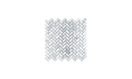 White Carrara Marble Herringbone 5/8″ X 1-1/4″