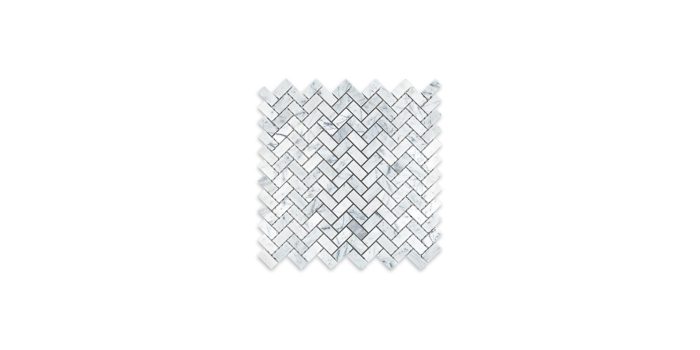 White Carrara Marble Herringbone 5/8″ X 1-1/4″