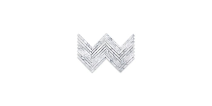 White Carrara Marble Herringbone 5/8″ X 6″