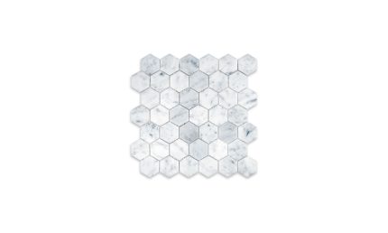 White Carrara Marble Hexagon 2″