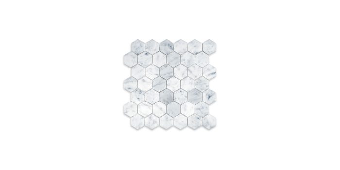 White Carrara Marble Hexagon 2″