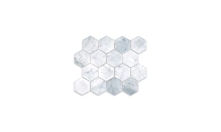 White Carrara Marble Hexagon 3″