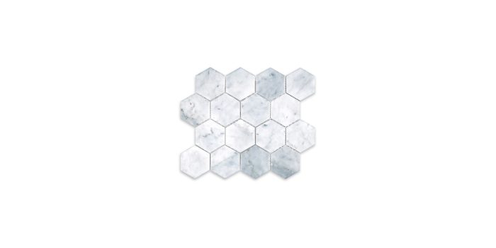 White Carrara Marble Hexagon 3″