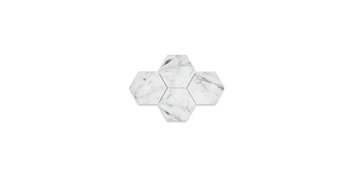 White Carrara Marble Hexagon 6″