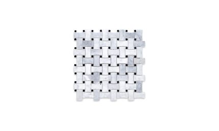 White Carrara Basketweave Dogbone with Black Dot