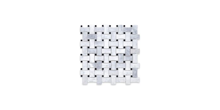 White Carrara Basketweave Dogbone with Black Dot