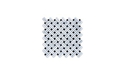 White Carrara Basketweave Stanza with Black Dot