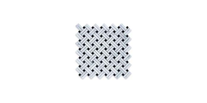 White Carrara Basketweave Stanza with Black Dot